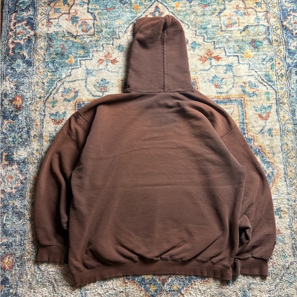 Vintage 90s Nike Brown Center Swoosh Pullover Hoodie Large - Picture 2 of 10